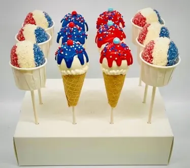 Red, white & blue cone cake pops