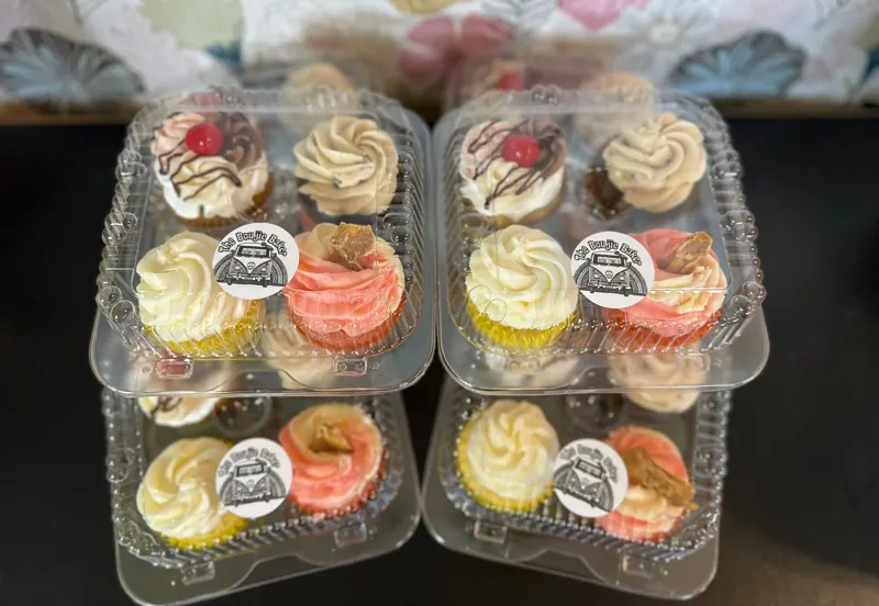 Cupcakes with the Boujie Baker logo sticker