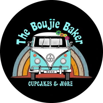 The Boujie Baker VW van rainbow logo